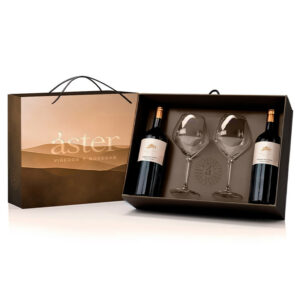 Áster Finca El Otero 2021 — estuche de 2 botellas y 2 copas