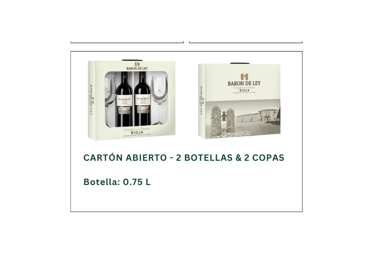 Estuche Barón de Ley - 2 botellas y 2 copas