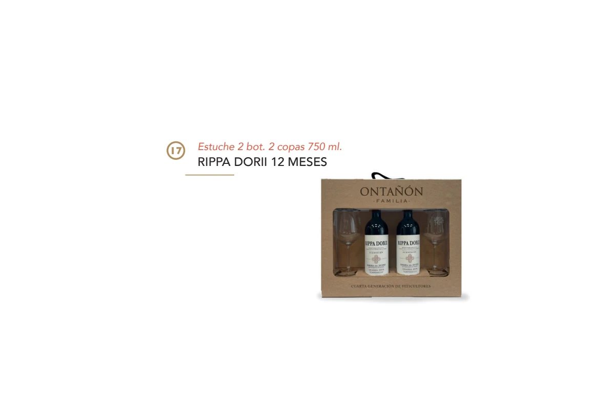Estuche Rippa Dorii 12 Meses - 2 botellas y 2 copas